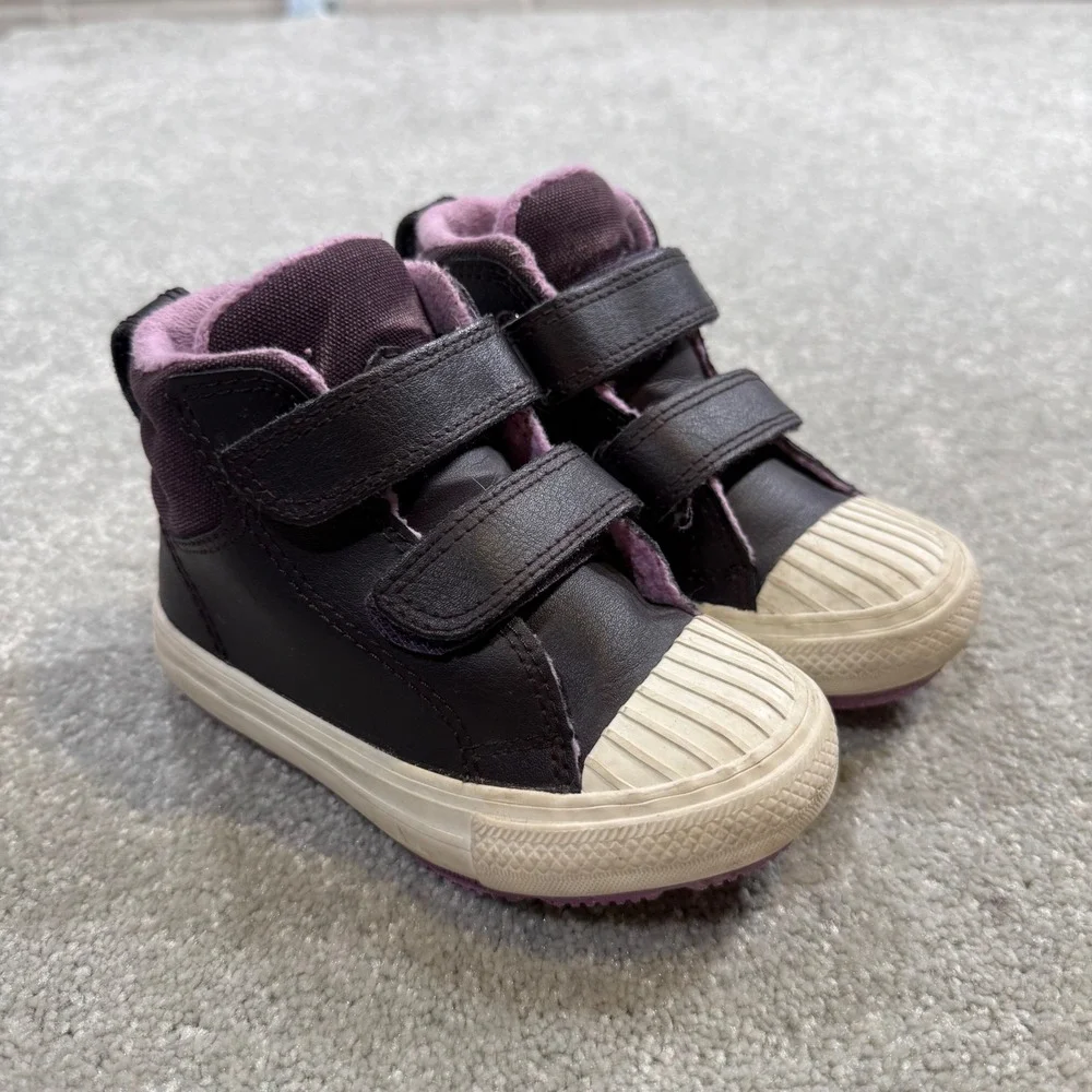 Converse Chuck Taylor All Star‎ Berkshire Sneaker Boot  Purple Leather Toddler 7